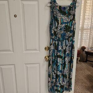 Apt. 9 Blue and Black Scoop Neck Sundress